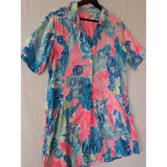 Lilly Pulitzer Lillith Tunic Dress Boho Batik with Pockets - Picture 3 of 11